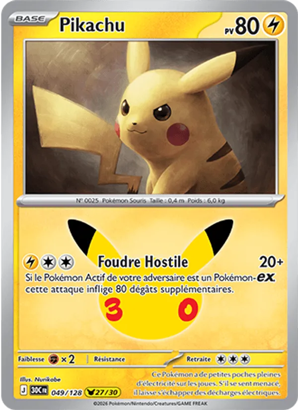 Pikachu [Fighting Lightning] – 30th Celebration (049) – Near Mint – FR