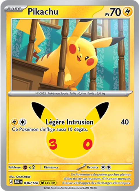 Pikachu [Slight Intrusion] – 30th Celebration (036) – Near Mint – FR