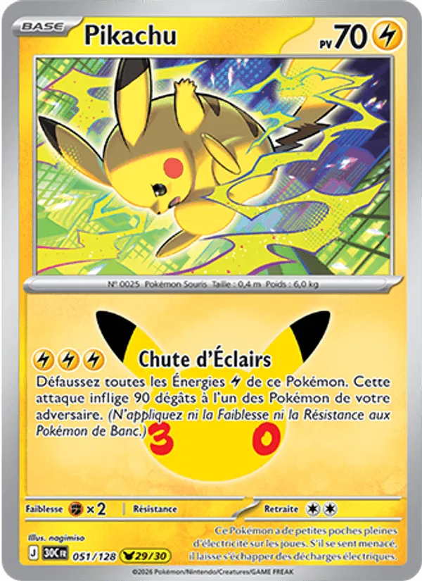 Pikachu [Lightning Crash] – 30th Celebration (051) – Near Mint – FR