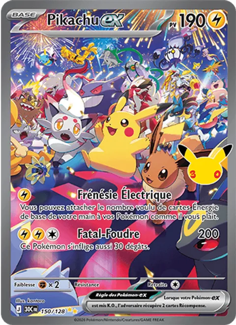 Pikachu ex [Zip-Zap Frenzy | Thunder] – 30th Celebration (150) – Near Mint – FR