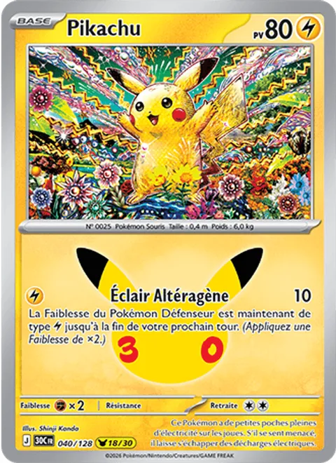 Pikachu [Overwriting Bolt] – 30th Celebration (040) – Near Mint – FR