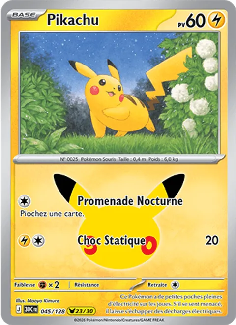 Pikachu [Nighttime Stroll | Static Shock] – 30th Celebration (045) – Near Mint – FR
