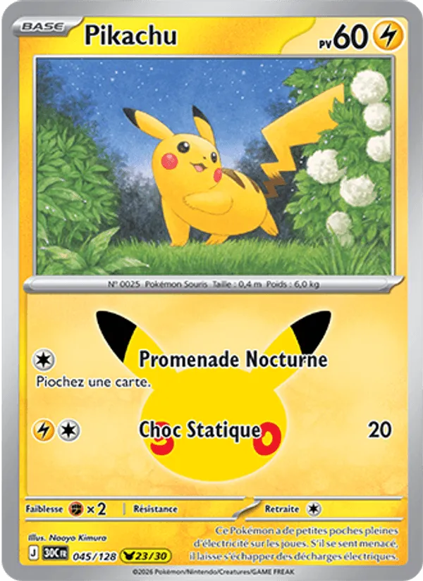 Pikachu [Nighttime Stroll | Static Shock] – 30th Celebration (045) – Near Mint – FR