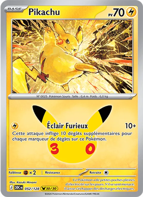 Pikachu [Angry Bolt] – 30th Celebration (052) – Near Mint – FR