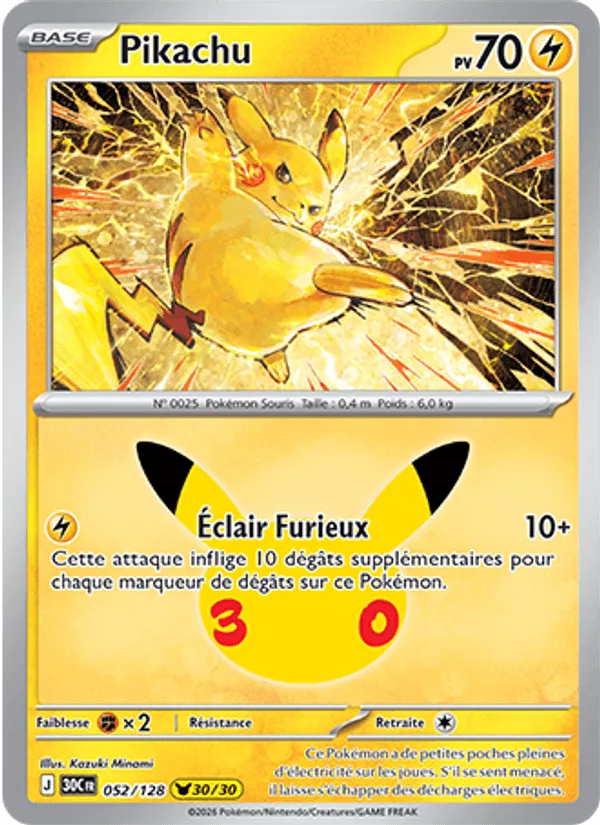 Pikachu [Angry Bolt] – 30th Celebration (052) – Near Mint – FR