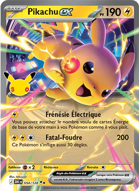 Pikachu ex – 30th Celebration (054) – Near Mint – FR