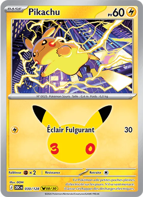 Pikachu [Mach Bolt] – 30th Celebration (030) – Near Mint – FR