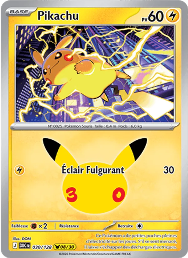 Pikachu [Mach Bolt] – 30th Celebration (030) – Near Mint – FR